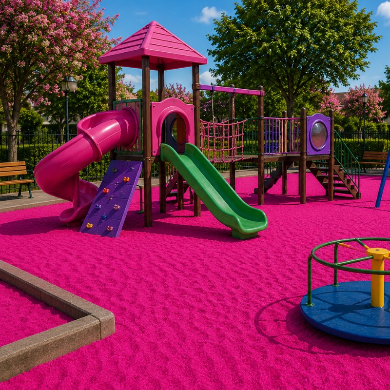 Playground com areia colorida rosa