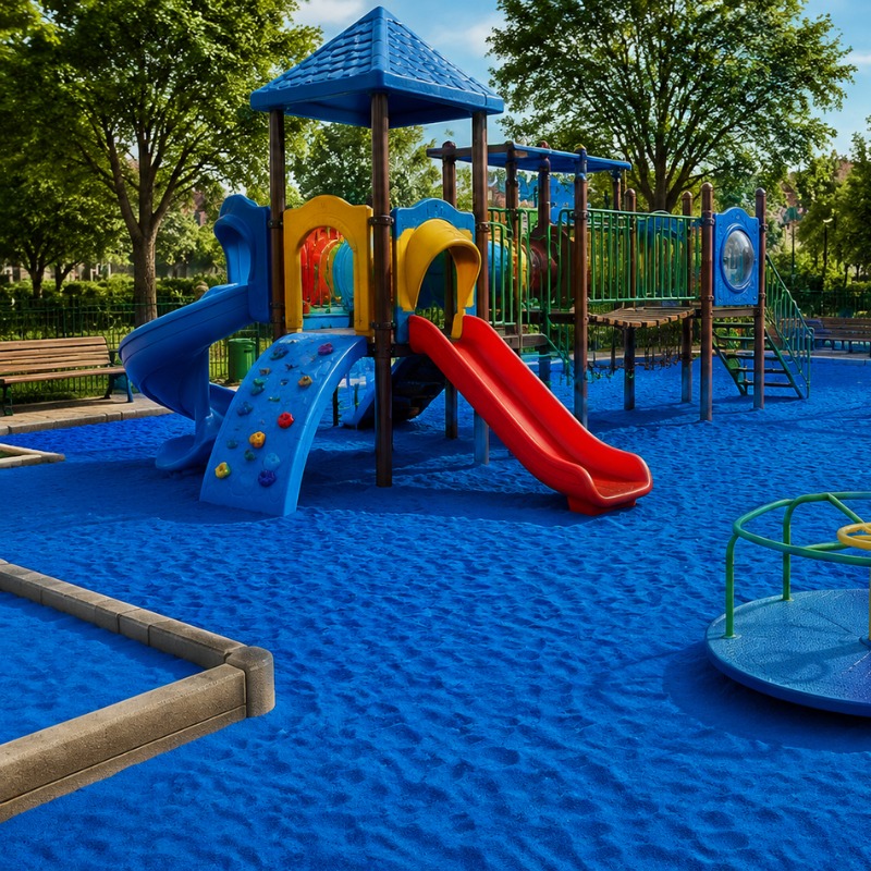 Playground com areia colorida azul